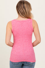 Fuchsia Heather Ribbed Scoop Neck Tank