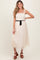 Cream Smocked Contrast Sash Ruffle Tulle Maternity Midi Dress