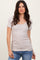Light Taupe Ribbed Scoop Neck Short Sleeve Top