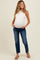 Navy Fringe Hem Cropped Straight Leg Maternity Jeans