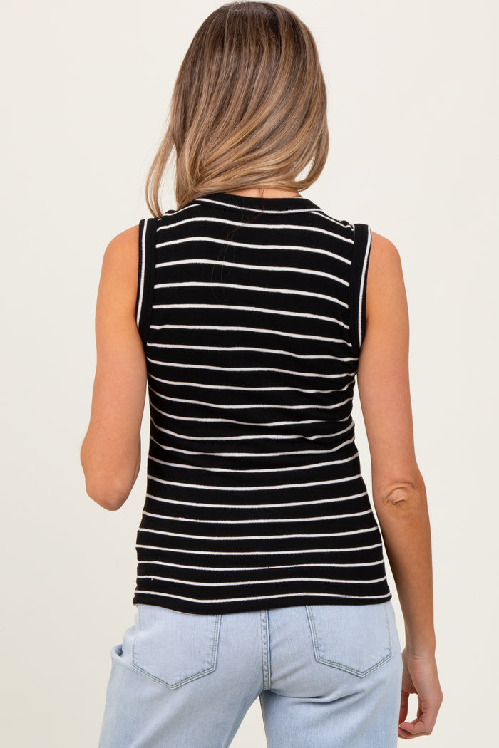 Black/Ivory Stripe Knitted Maternity Tank Top