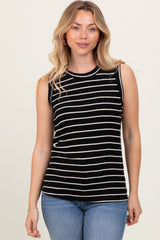 Black/Ivory Stripe Knitted Maternity Tank Top