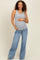 Blue Front Seam Wide Flare Leg Maternity Jeans