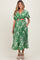 Green Brushstroke Print Cutout Maternity Midi Dress