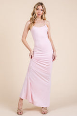 Light Pink Backless Fishtail Sleeveless Maxi Dress