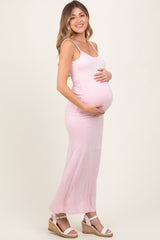 Light Pink Backless Fishtail Sleeveless Maternity Maxi Dress