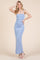 Light Blue Ruched Double Layered Maxi Dress