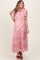 Pink Floral Print Chiffon Tiered Maternity Maxi Dress