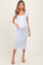 Blue Striped Square Neck Short Sleeve Maternity Midi Dress