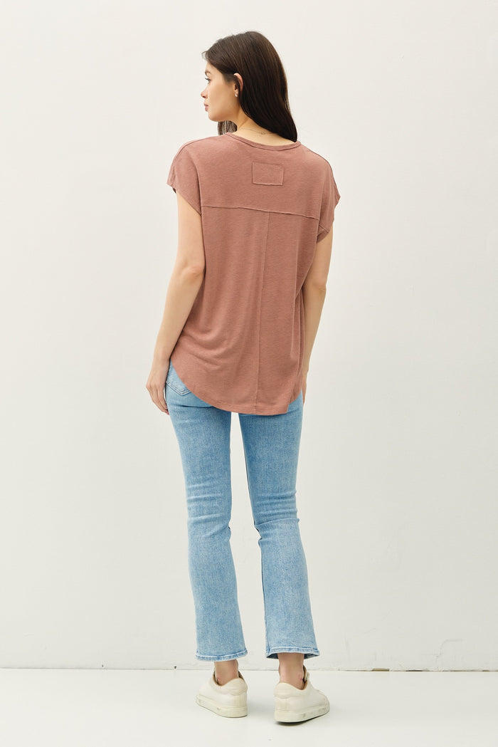 Brown V-Neck Top