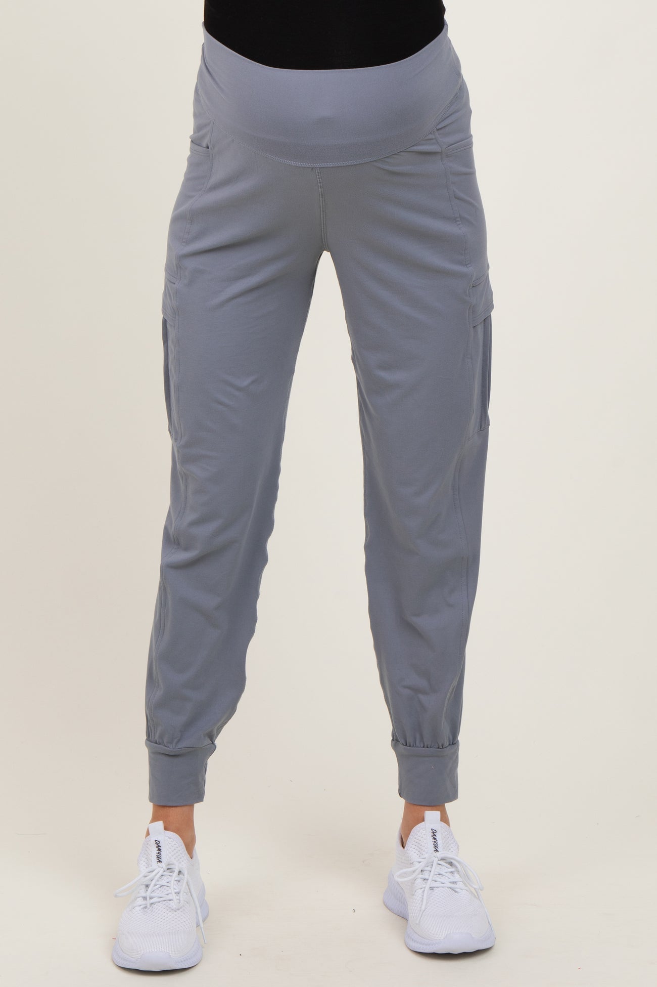 Grey Cargo Pocket Maternity Jogger Pants