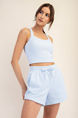 Light Blue Terry Maternity Shorts