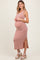 Peach Solid Ribbed Sleeveless Slit Maternity Maxi Dress