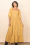 Yellow Floral Smocked Off Shoulder Maxi Dress