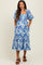 Blue Floral Pleated Bodice Maternity Midi Dress