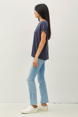 Charcoal Linen Blend Short Sleeve Tee