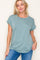 Light Olive Rolled Cuff Short Sleeve Top