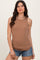 Camel Ribbed Basic Crew Neck Tank