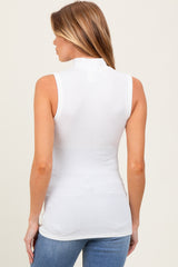 Ivory Striped Ribbed Mock Neck Sleeveless Maternity Top