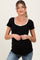 Black Ribbed Short Sleeve Maternity Top