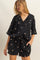 Black Floral Embroidered Top And Shorts Set