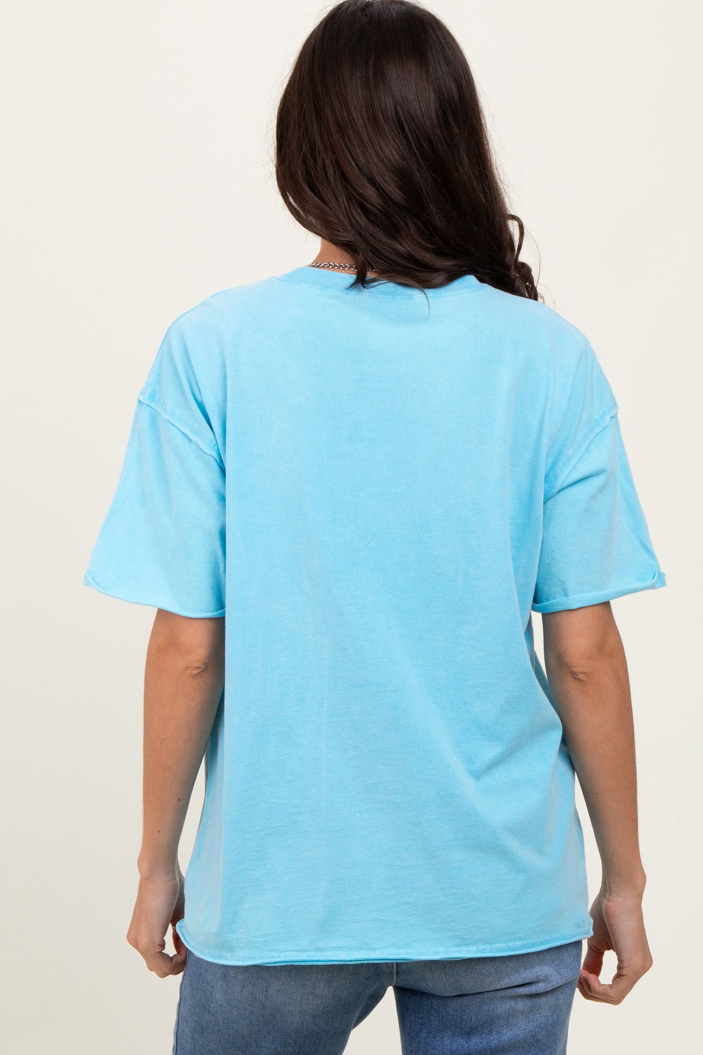 Aqua Short Sleeve Front Pocket Tunic Top