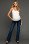 Navy Raw Hem Bootcut Maternity Jeans