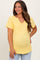 Yellow Ribbed Notched Neckline Maternity Top