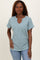 Mint Green Ribbed Notched Neckline Top