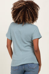 Mint Green Ribbed Notched Neckline Maternity Top