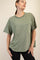 Olive Boxy Raw Edge Short Sleeve Tee