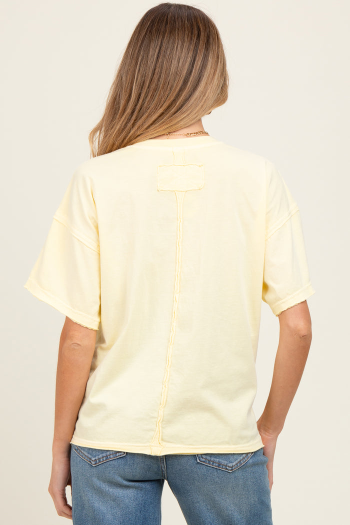 Yellow Boxy Raw Edge Maternity Short Sleeve Tee