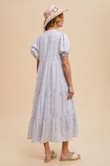 Blue Iris Floral Button Maxi Dress
