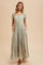 Light Olive Floral Lace Trim Maxi Dress