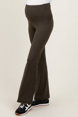 Olive Maternity Flared Leggings