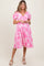 Pink Floral Woven Short Sleeve Maternity Mini Dress