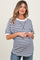 Navy Striped Textured Short Sleeve Maternity Top