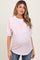 Pink Striped Textured Short Sleeve Maternity Top