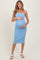 Light Blue Fitted Tube Knit Maternity Midi Dress