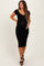 Black Ribbed Wide Neckline Fitted Maternity Midi Dress