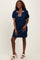 Navy Jacquard Zipper Collar Mini Dress