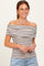 Beige Off The Shoulder Striped Top