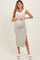Light Olive Chevron Knit Shoulder Tie Maternity Midi Dress
