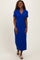 Royal Blue Ribbed Knit Polo Midi Dress