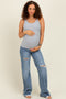 Blue Ripped Knee Wide Leg Maternity Jeans