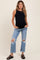 Light Blue Ripped Knee Rolled Cuff Straight Leg Maternity Jeans