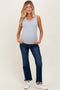 Navy Distressed Hem Cropped Bootcut Maternity Jeans