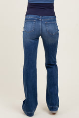 Navy Blue Wide Hem Bootcut Maternity Jeans