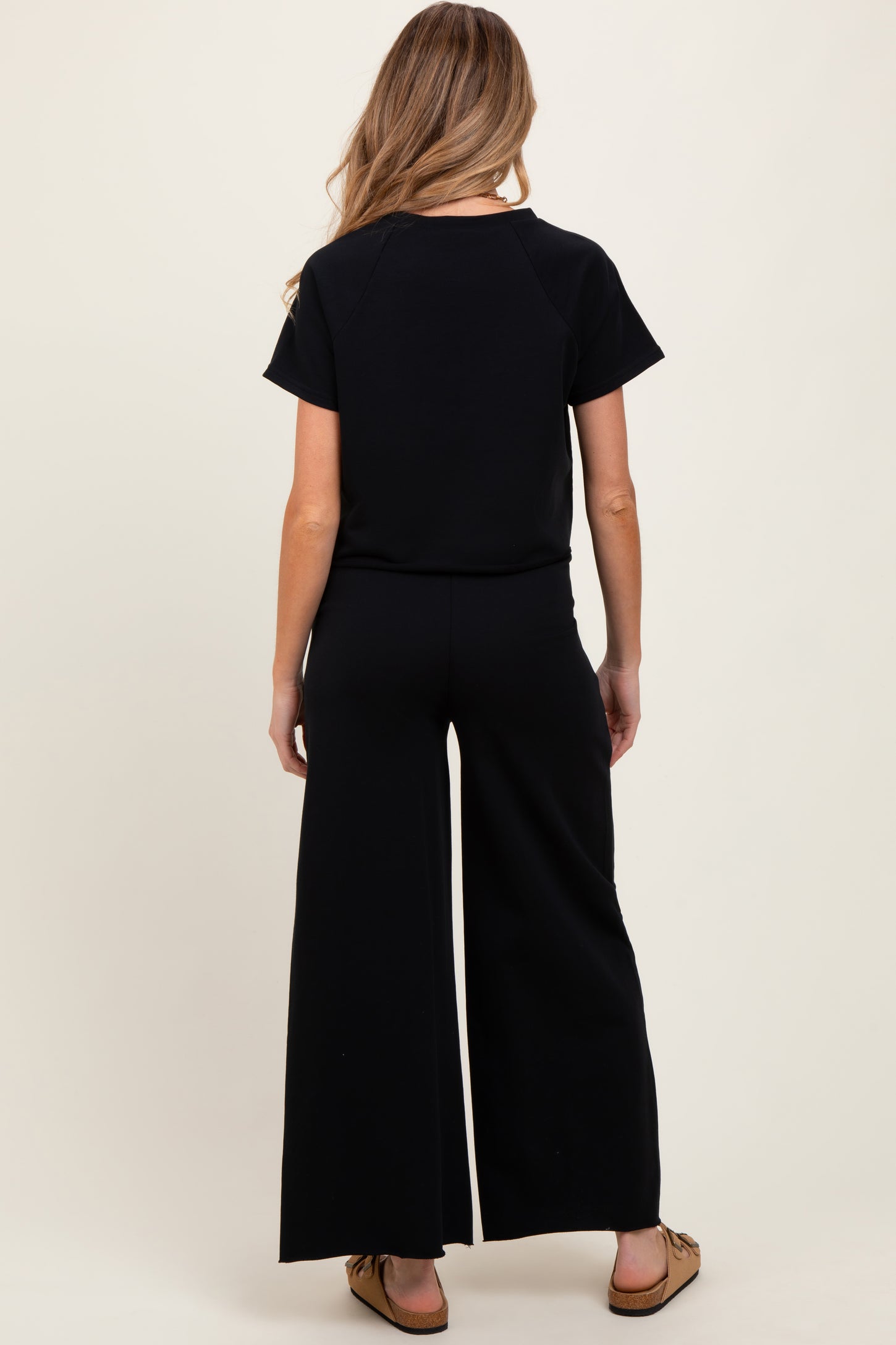 Black 2-Piece Matching Crop Top And Pant Set
