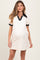 Cream Textured Knit Contrast Collar Maternity Mini Dress